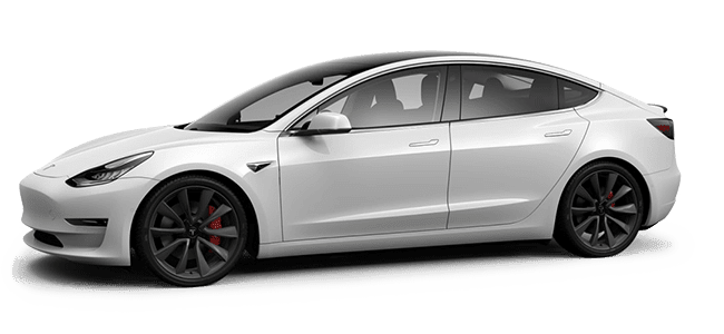 Tesla Model 3 in weiß mit großen Felgen
