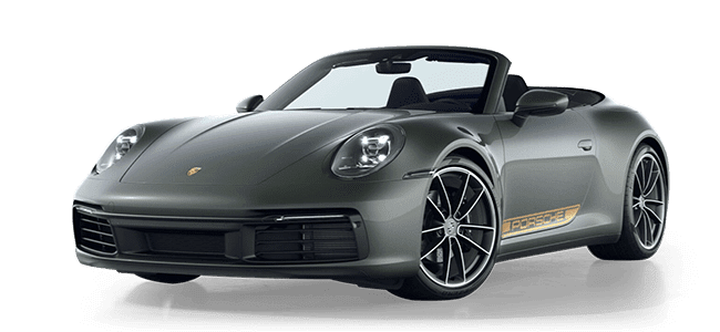 Porsche 911 Cabrio gruen Mietwagen Animation