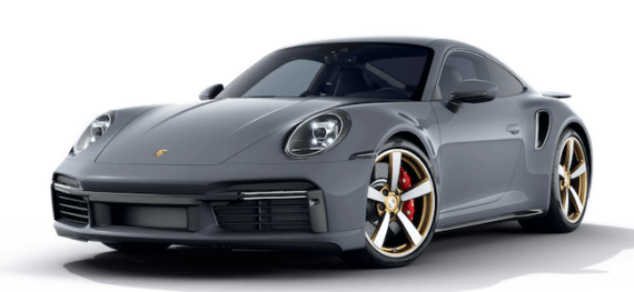 Porsche 911 Turbo Coupé grau Mietwagen Animation