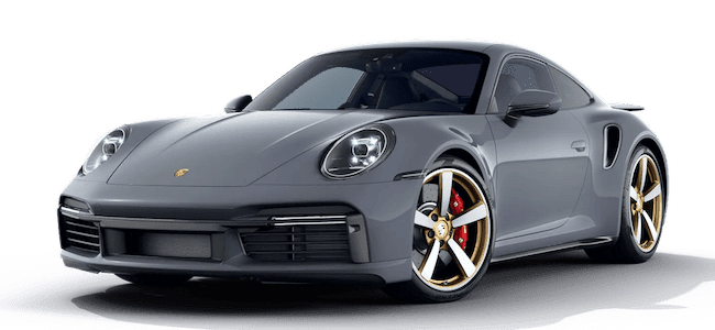Porsche 911 Turbo Coupé grau Mietwagen Animation